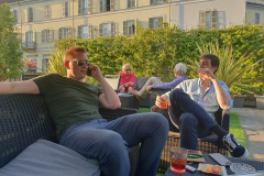 Aperitivo with the capo making calls