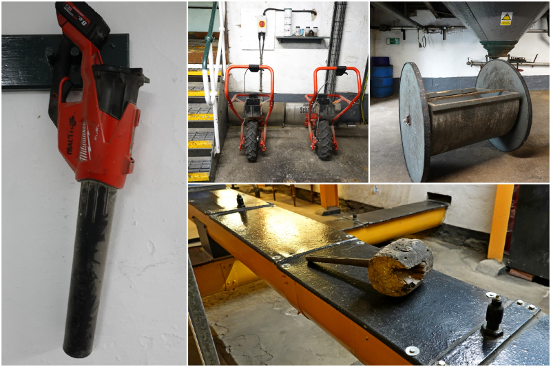 Essential tools: Malt blower, malt movers and malt hammer